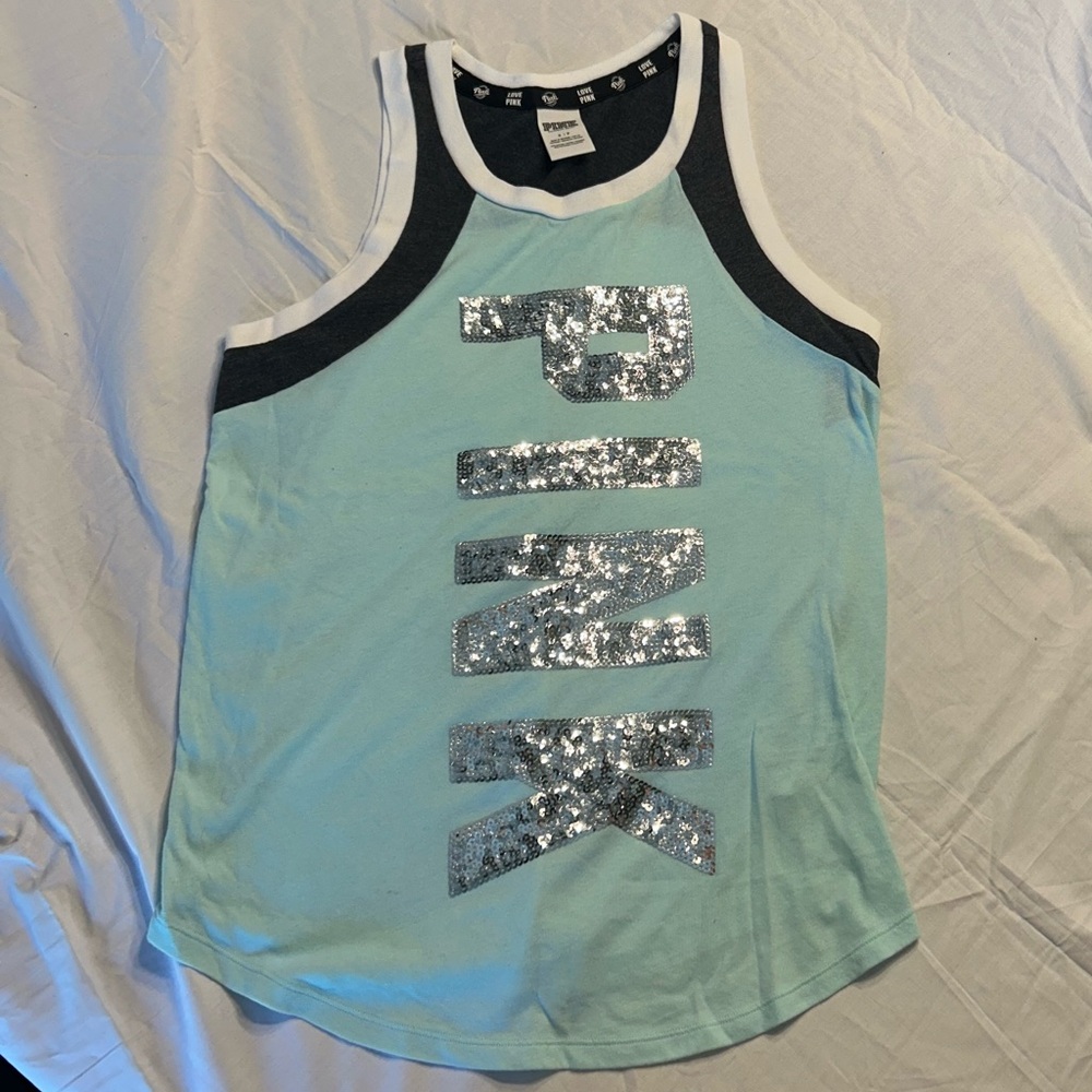 PINK Sequin Tank Top Size Small